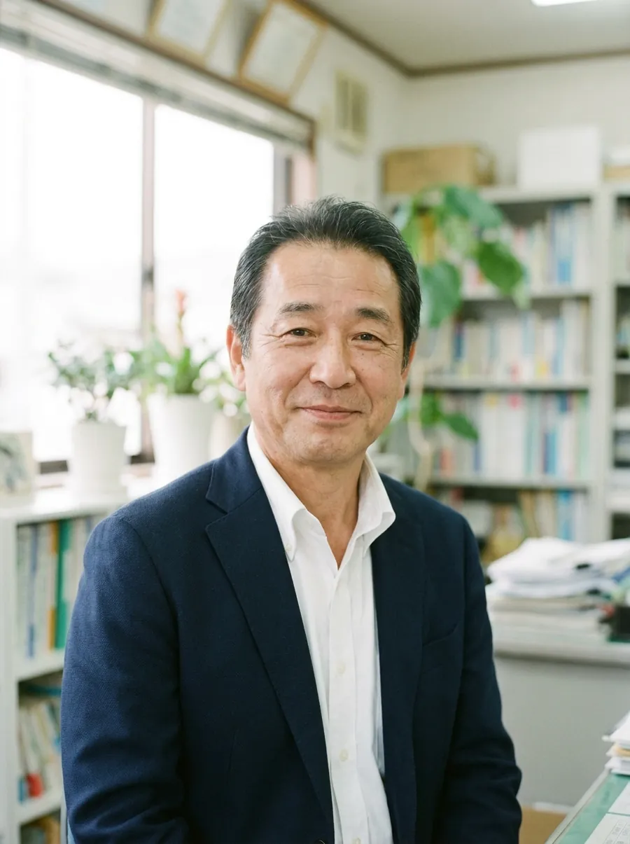 事務所で微笑む代表のイメージ写真